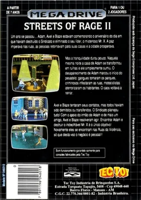 Bare Knuckle II (Japan) (Beta) box cover back